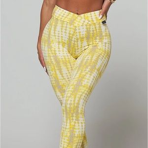 High-Waist Yellow Tie-Dye Leggings for Women